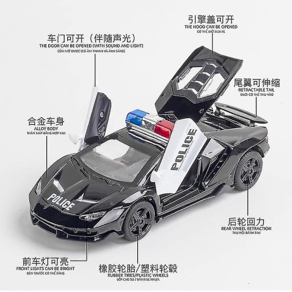 1/32 Alloy Die Cast Police Model Supercar Toy Vehicle Lyd