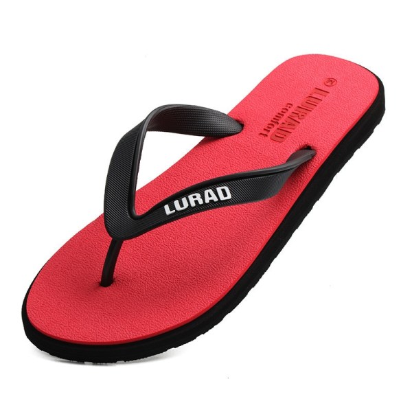 Stor storlek Fretwork Casual Flip Flops Män Drag Crust Halkfri Bekväm Strand Man Kortfattad Utomhusklämma Fötter Coola Tofflor Red CN size 43-44