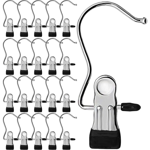 Portable Clothes Hook Metal Stainless Steel Hanging Clothespin Multipurpose Rotating Pin Clip Curtains Hanger Clamp Trousers Boots Tie Shoes Towe