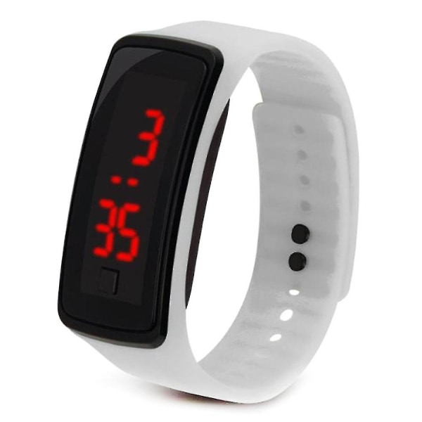 Kids Led Digital Display Bracelet Silicone Wrist Watch White