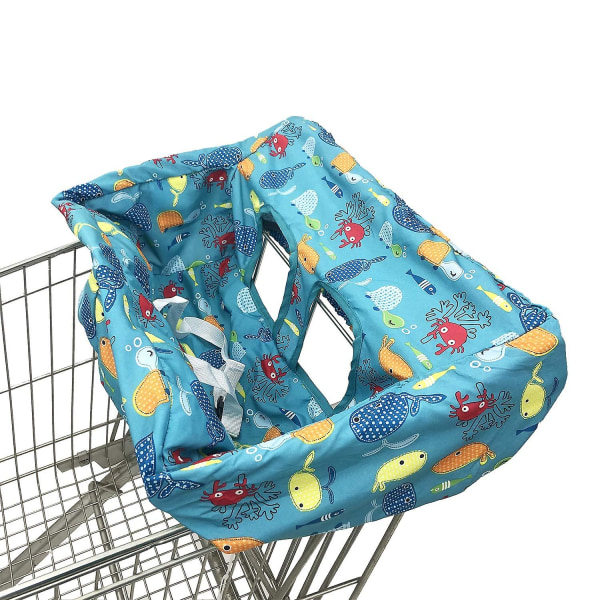 Portable Shopping Cart Cover | High Chair And Grocery Cart Covers For Babies, Kids, Infants & Toddlers Includes Free Carry Bag (simple Sea World)