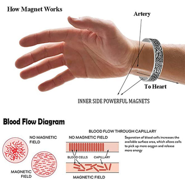 Magnetisk armbånd for menn, antikksølv
