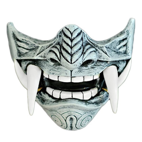 Halv ansiktsskyddsmasker Prajna Demon Mask för Game Cosplay white