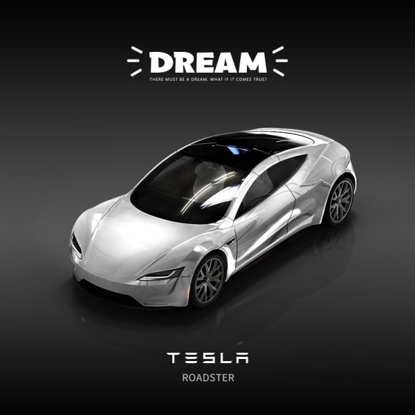 Dröm 1/64 Tesla Roadster Diecast mallibil