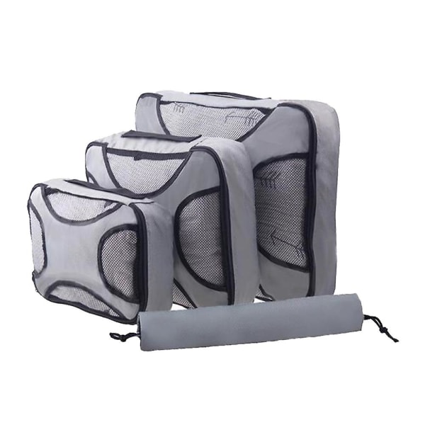 Compression Packing Cubes Bag til rejse Udvidelig pakkeboks gray