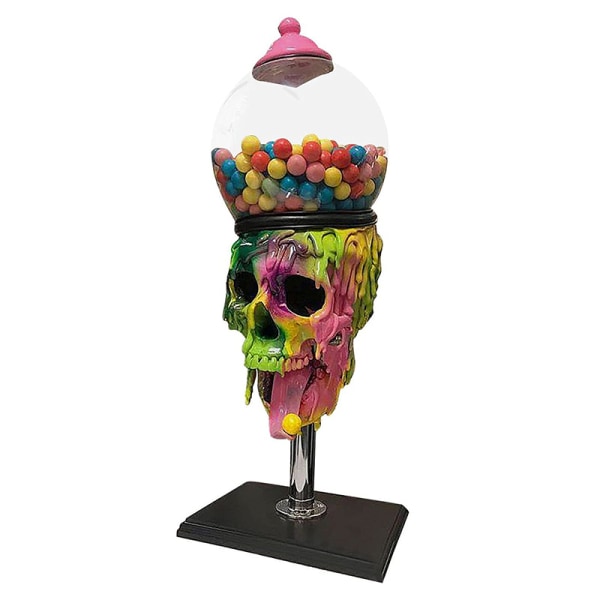 Bubble Gum Machine Färgglad Skull Candy Dispenser Halloween Desktop Ornament For Hem Vardagsrum Inredning