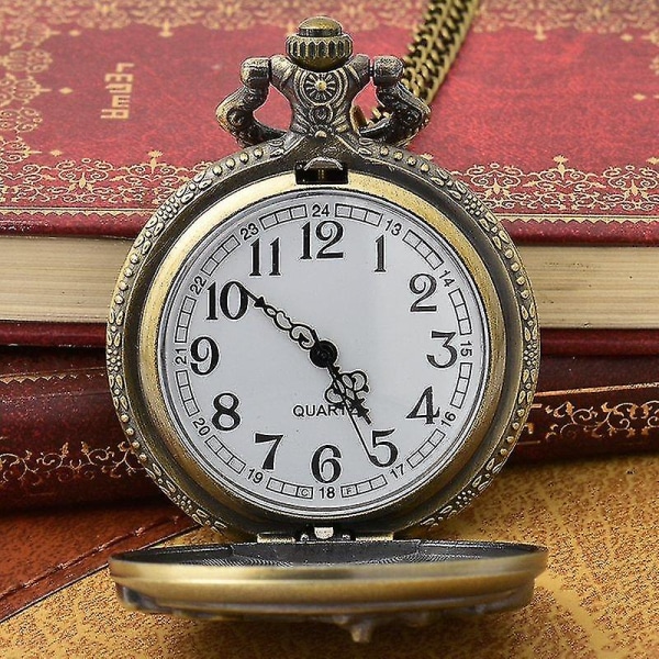 Hollow Flower Pattern Simple Dial Chain Quartz Pocket Watch