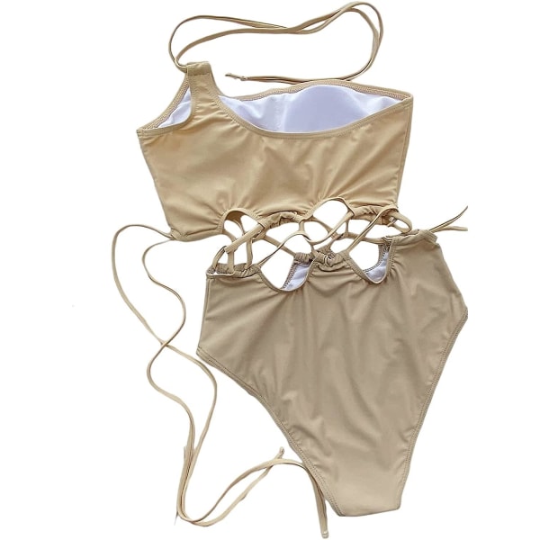 Badetøj Dame Badetøj Dame Badetøj Sommer Bikini One Piece Badetøj til kvinder Badetøj One Piece Beige F L