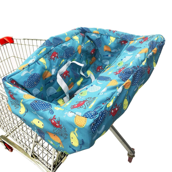 Bærbart handlekurvdeksel | Høy stol og trekk til dagligvarevogner for babyer, barn, spedbarn og småbarn inkluderer gratis bæreveske (enkel Sea Worl