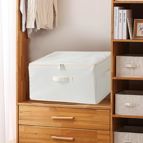 Canvas Comforter Storage Bags Closet Organizer For Clothes Sweater Clothes Organizer XL white