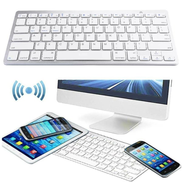 Trådlöst Bluetooth tangentbord för Apple iMac iPad Android white