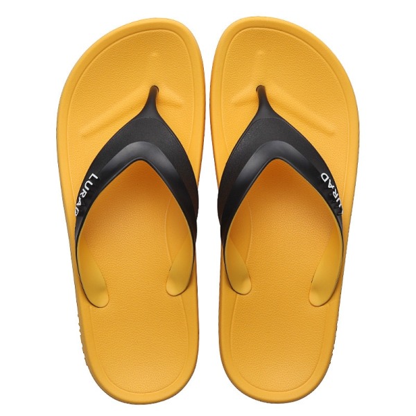 Herr sommardragare utomhus gummibotten halkfri mjuk flerfärgad flipflops bogsandaler strandtofflor fisherman house tofflor Gold 43-44(L)