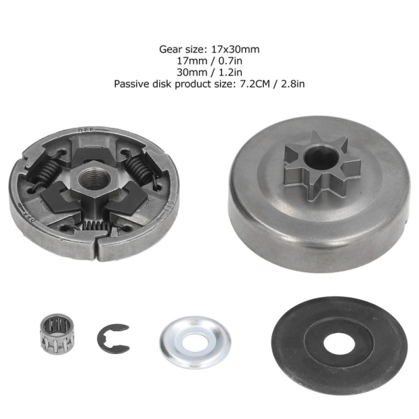 Motorsågskoppling, sjutandsdriven skiva, set, lämplig för motorsåg Stihl MS261