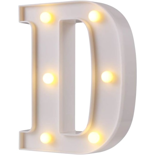 26 självlysande bokstäver, mycket lämpliga för lysande bröllop och födelsedagsfest heminredningslampor (vit, D) Big Letter D
