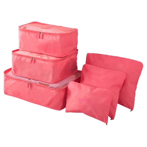 Opbevaringstaske til rejsebagage 6-delt sæt, flerfarvet quiltopbevaringskuffert red