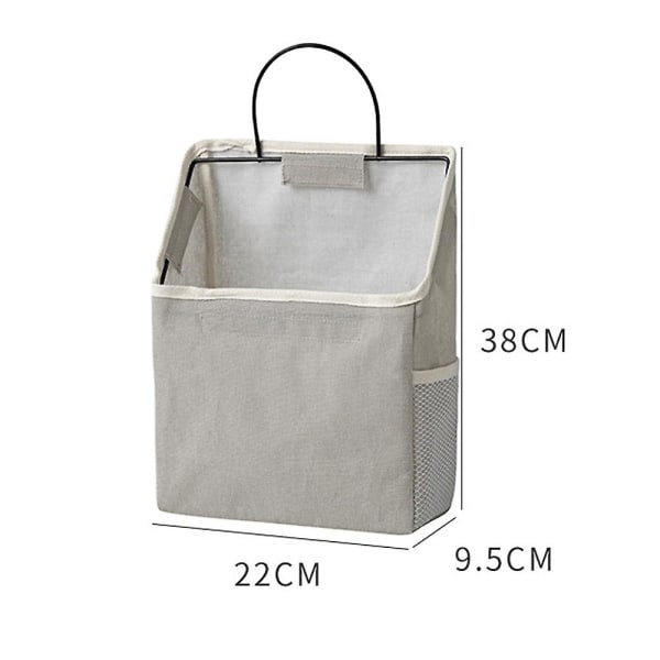 Stor multifunktionel væghængende opbevaringstaske i linned bomuld med lommer style1