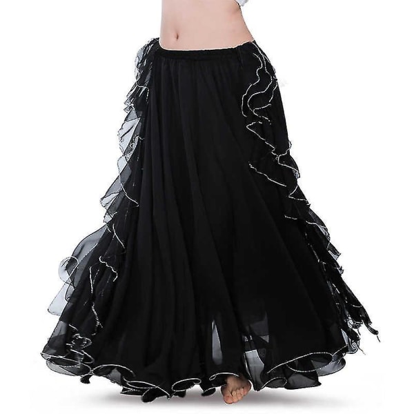 Mavedans nederdele Orientalsk dobbelt høj slids Mavedans kostume nederdel til kvinder Nederdel Mavedans (uden bælte) black