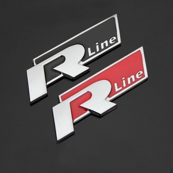 2ST Bil Trunk Metal Rline R-LINE Emblem Badge Sticker Red RLINE+Black RLINE