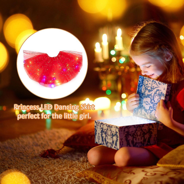 Led Glødende Lys Blomster Prinsesse Tutu Nederdele Piger Fairy Costume Light Up Nederdel blue