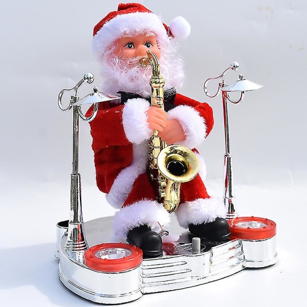 Julepynt julefest elektrisk musikband julemand julelegetøj syngende dukke gave no3595 Saxophone and stage