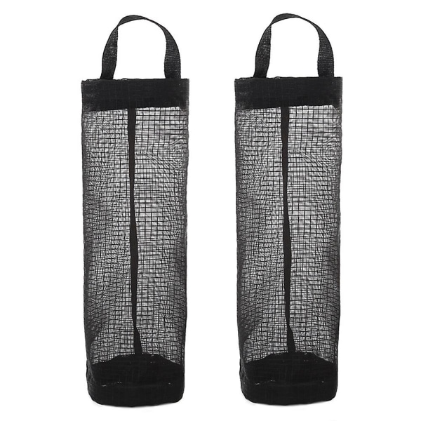 2 Pcs Plastic Bag Holder, Dispensers, Trash Bags Holder Recycling Containers Mesh Hanging Storage Dispensers Hanging Folding Mesh Garbage Bag Organize Black