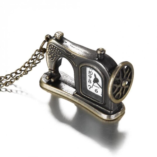 Alloy Sewing Machine Design Pocket Watch With Necklace