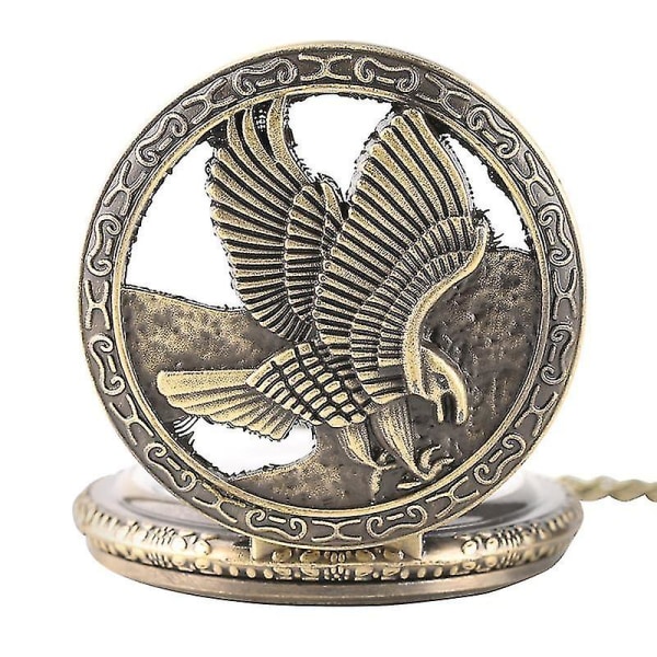 Vintage Bronze Eagle Wings Pattern Pocket Watch