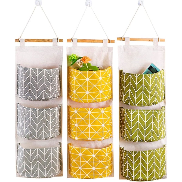 Hanging Storage Bag, 3 Pieces Of Waterproof Storage Bag, Dishes Mounted On The Wall, Small -scale Bags, Multifunctional Storage Bag Made Of Cotton And