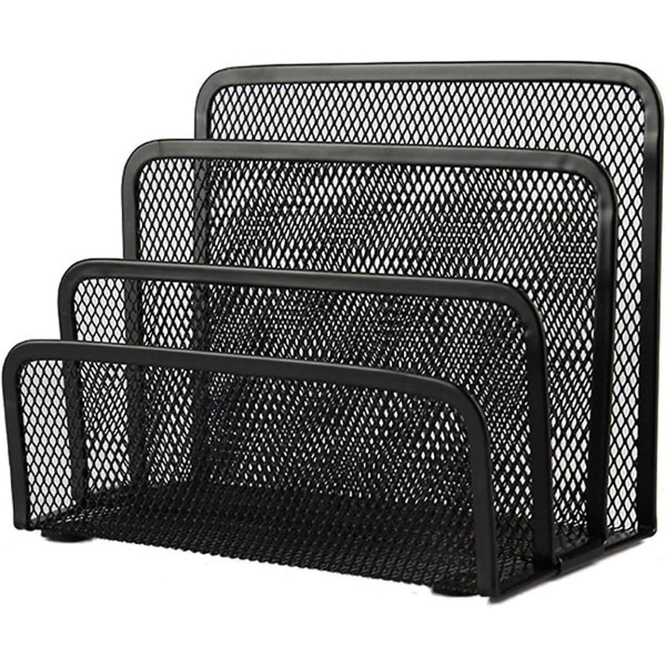 Mail Basket With 3 Compartments, Mail Storing In Metal Mesh, Compatible With Documents, Papers, Letter, Black