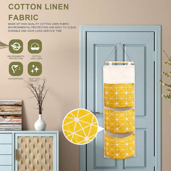 Hanging Storage Bag, 3 Pieces Of Waterproof Storage Bag, Dishes Mounted On The Wall, Small -scale Bags, Multifunctional Storage Bag Made Of Cotton And