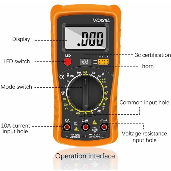 Digital multimeter, automatisk elektrisk testare för laboratorier/fabriker, voltmeter/motstånd/kontinuitet/dioder