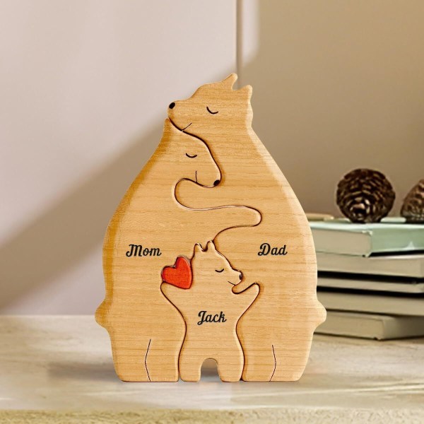 House We are One Personalized Wooden Bear Puzzle Træskulptur 4 Bears