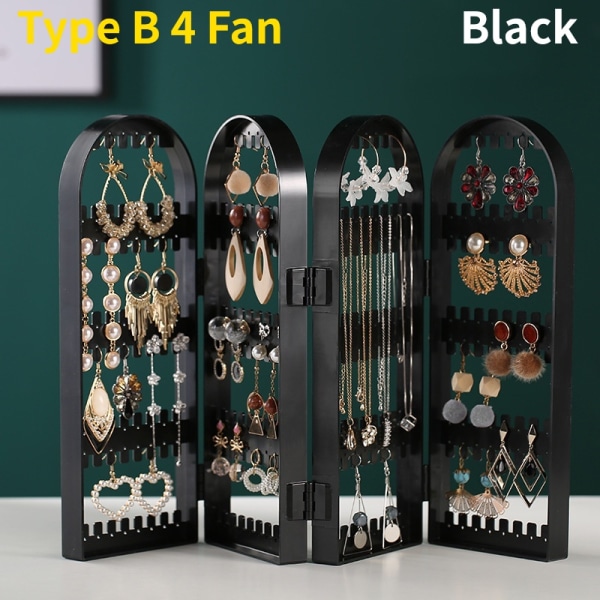 Smyckesoppbevaringslåda med spegeldisplayfällbar skjerm Transparent Type B 2 Fan