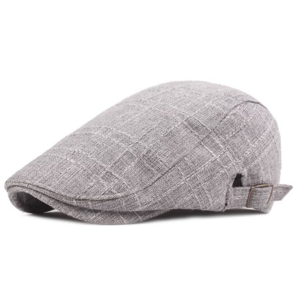 Baskerhatt Linne Baskerhatt med cap for mænd Vintage Advance Hattar Konstnærlig ungdomshatt Solhatt grey
