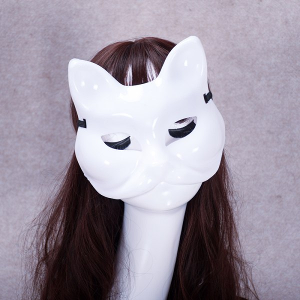 DIY Blank Fox Cat Masks Vita Masker Handmålade Graffiti Masker Lämpliga för Halloween Cosplay Party Blank Fox Cat Masks