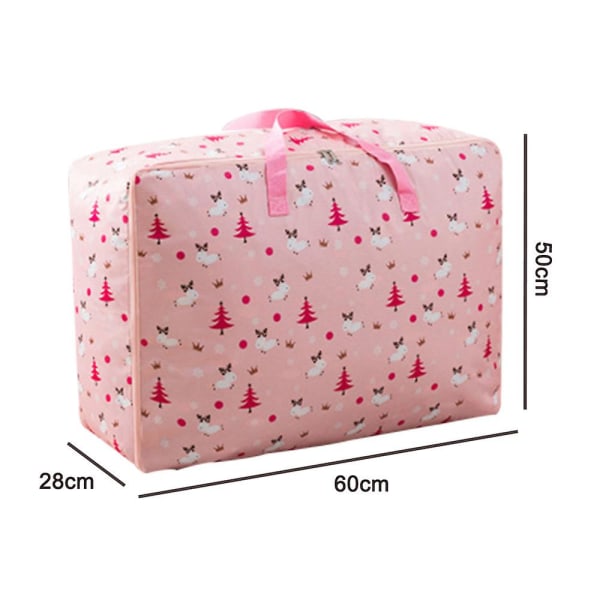 Oxford klutdyne oppbevaringsposer, klesoppbevaringsposer, klesoppbevaringsposer med stor kapasitet med glidelås, oppbevaringspose for sengetøy for tepper 60x50x28cm Pink