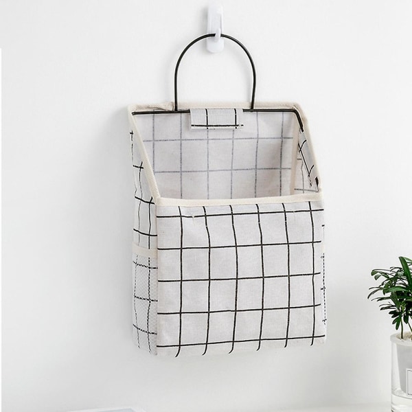 Large Multifunctional Linen Cotton Wall Hanging Storage Bag With Pockets style3