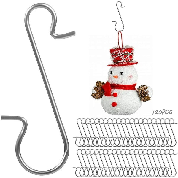 120 styks juletræskroge, genanvendelige små julekroge i rustfrit stål, til ophængning af julekugler og anden juletræspynt