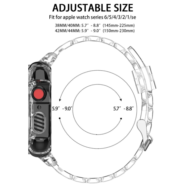 Apple Watch yhteensopiva käsivarsinauha TPU ROSA 42/44/4 mm Transparent rose red 42MM/44MM/45MM