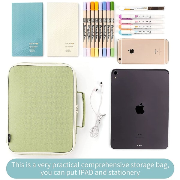 Bible Case For Women,bible Cover For Men Multi-functional Stationery Zipper Pencil Ipad Case 11 Inch Pencil Bags Planner Accessories For Travel S green