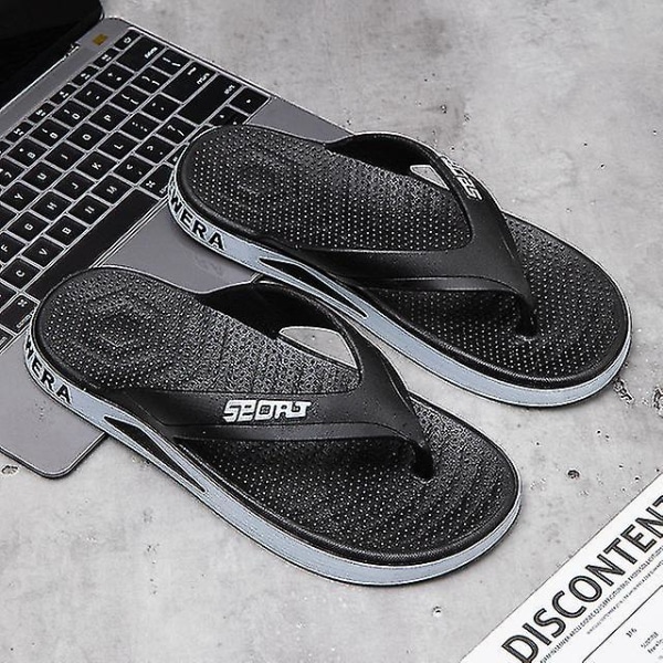 Sommartofflor för män Massage Flip Flops Bekväma mäns Casual Mode Herr Flip Flops black white 42