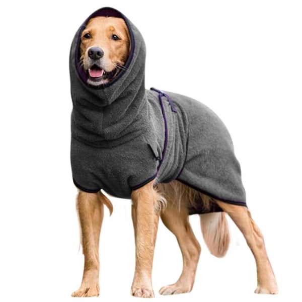Kjæledyr Hunder Klær Håndkletørking Robe Coat Valp Varmere klær Dark Grey XL