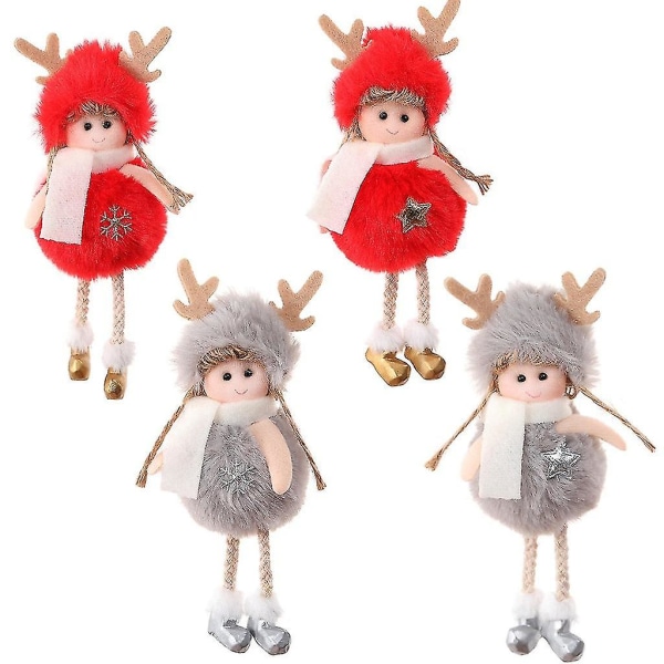 2stk Christmas Plysj Angel Anheng Barn Søt Dukke Jente Gave Juletre Anheng Gray plush five-star angel