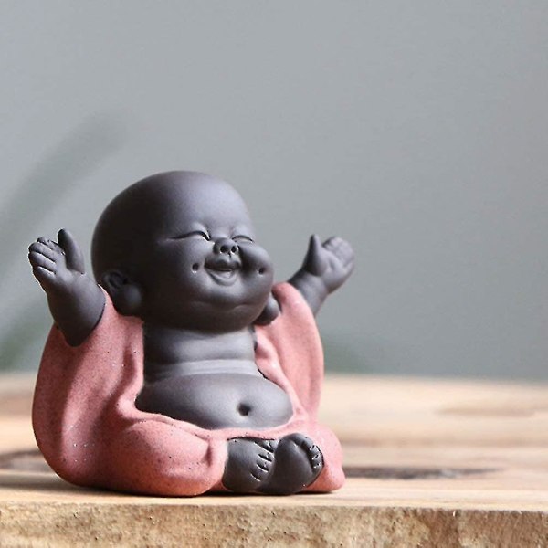 Mini keramisk Buddhahahmo Munk Tea Pet Miniatyr Buddha S