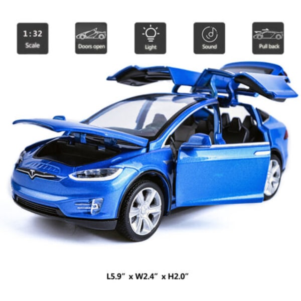 Tesla Model X 90D SUV 1:32 Modelbil Auto Diecast Legetøjskøretøj Blue