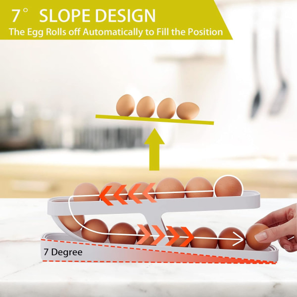 Eggholder Kjøleskap Kjøleskap Organisere automatisk rulleoppbevaring 12-14 egg Kjøkken Husholdning