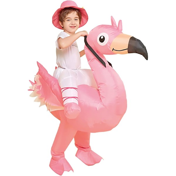 Rosa Flamingo Uppblåsbar Dräkt | Unik Barnkostym, Storlekar 90-120 cm | Tillverkad av Högkvalitativ Polyester för Maximal Komfort Inflatable pink flamingo