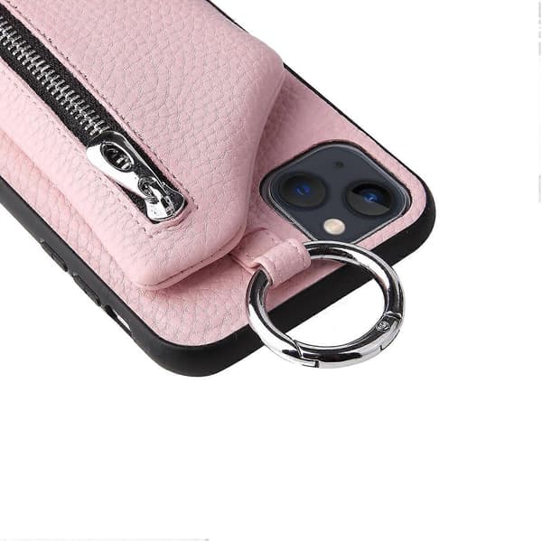 Lommebokveske iPhone 13-deksel, iPhone 13-deksel, rosa