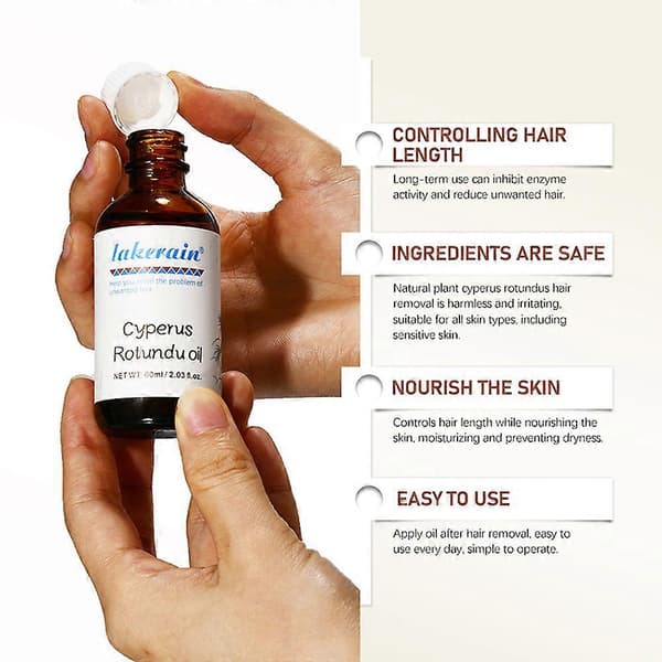1-3 stk. Cyperus Rotundus Olie til hårfjerning 60ml - 100% ren