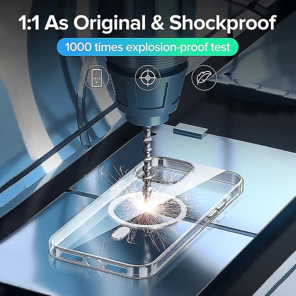 Magnetisk deksel til iPhone 13 12 Pro Max Gjennomsiktig deksel til iPhone 13 Pro Max deksel Trådløs lader Magnet bakdeksel